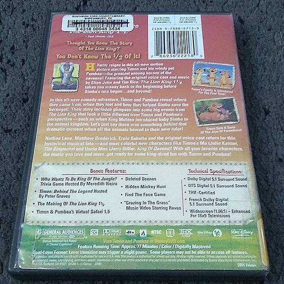The Lion King 1 1/2 DVD - Picture 2 of 3